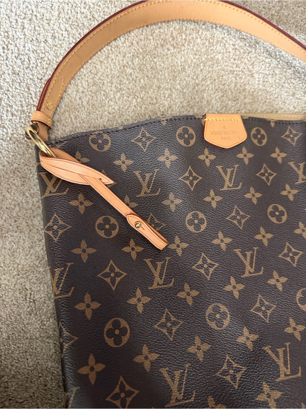 Louis Vuitton Monogram Shoulder Hobo in Brown with Tan Strap and Gold Hardware - Picture 12 of 14